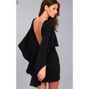 LULUS BACKLESS BLACK CAPE DRESS NWT